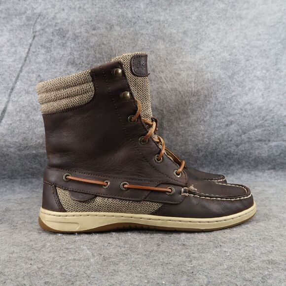 Sperry Shoes Womens 7.5 Boots Hikerfish Lace Up Moc Toe Leather Top Sider Brown - Picture 15 of 15